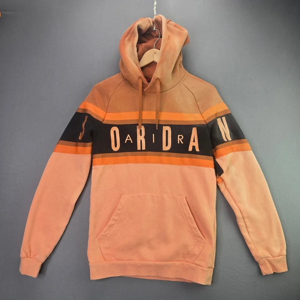 Jordan Hoodie Jumpman Colorblock Pullover Small Orange Black Graphic Fleece 2593